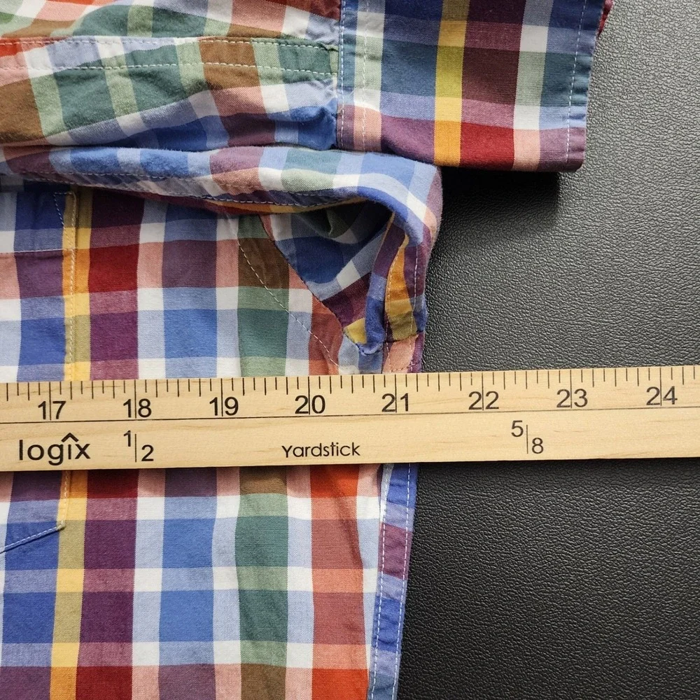 J.Crew Flex Washed Mens Multi-Color Plaid Slim Fit Button Down Shirt M